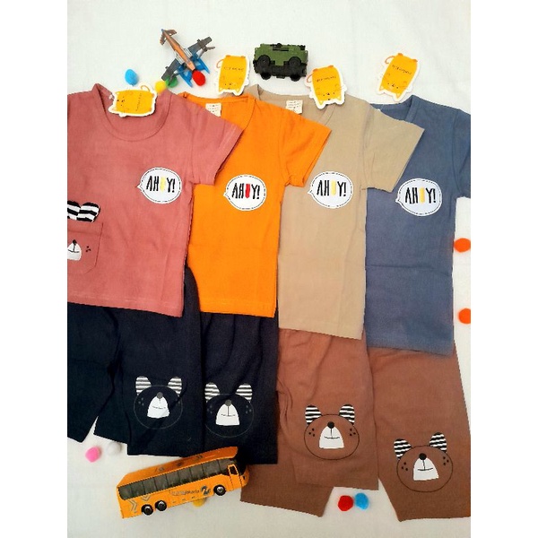 SenSen Kids - Setelan Baju Anak Laki-laki Bahan Kaos Import Usia 1 - 4 Tahun