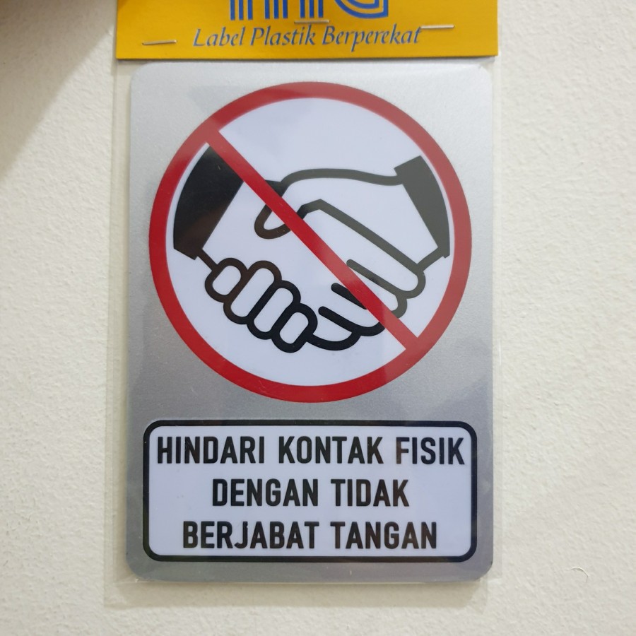

Stiker sticker tempel label gambar sign hindari kontak fisik tidak berjabat tangan