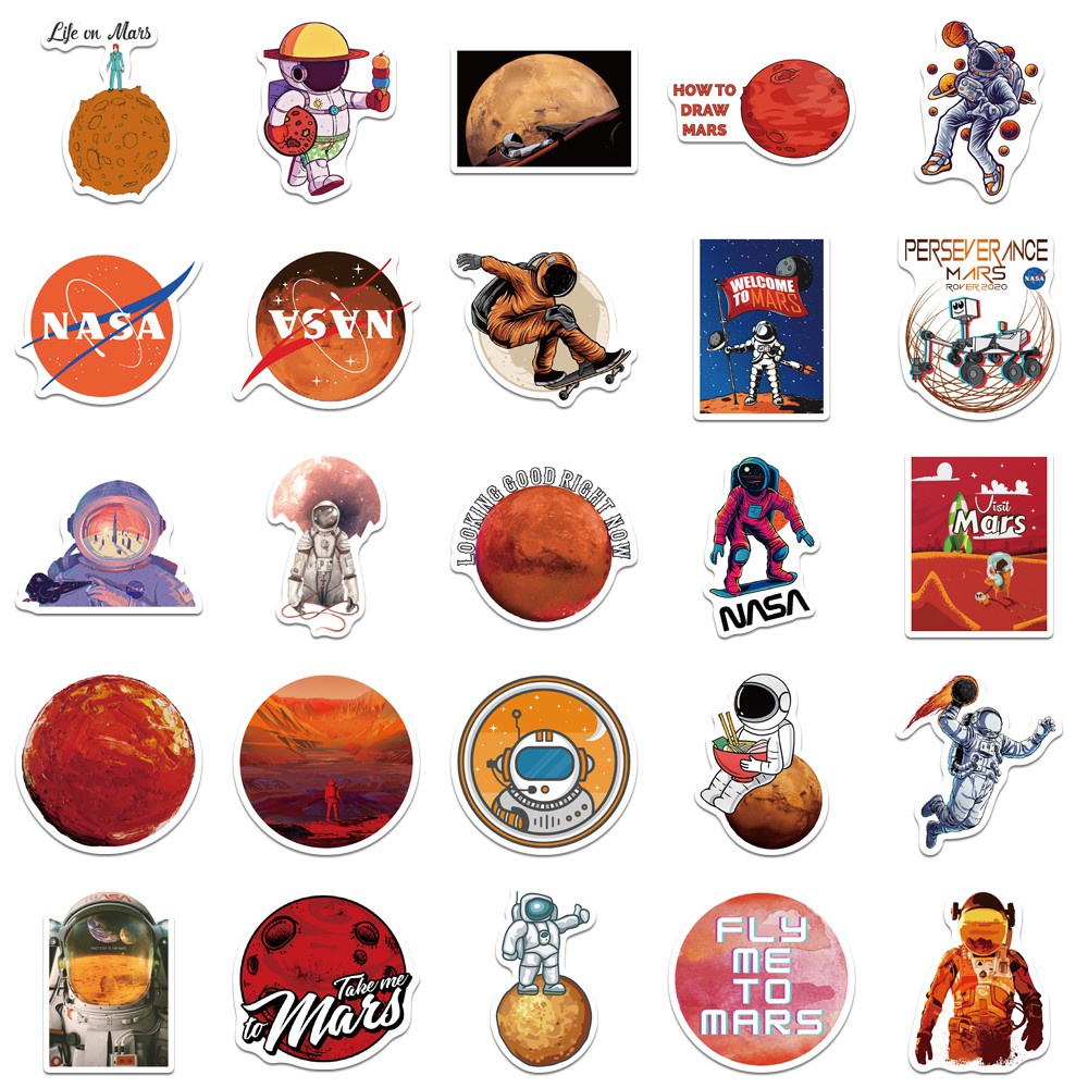 50PCS Astronaut Space Cartoon Stickers DIY Skateboard Fridge Phone Guitar Motorcycle Laptop Luggage Classic Toy  Stickers