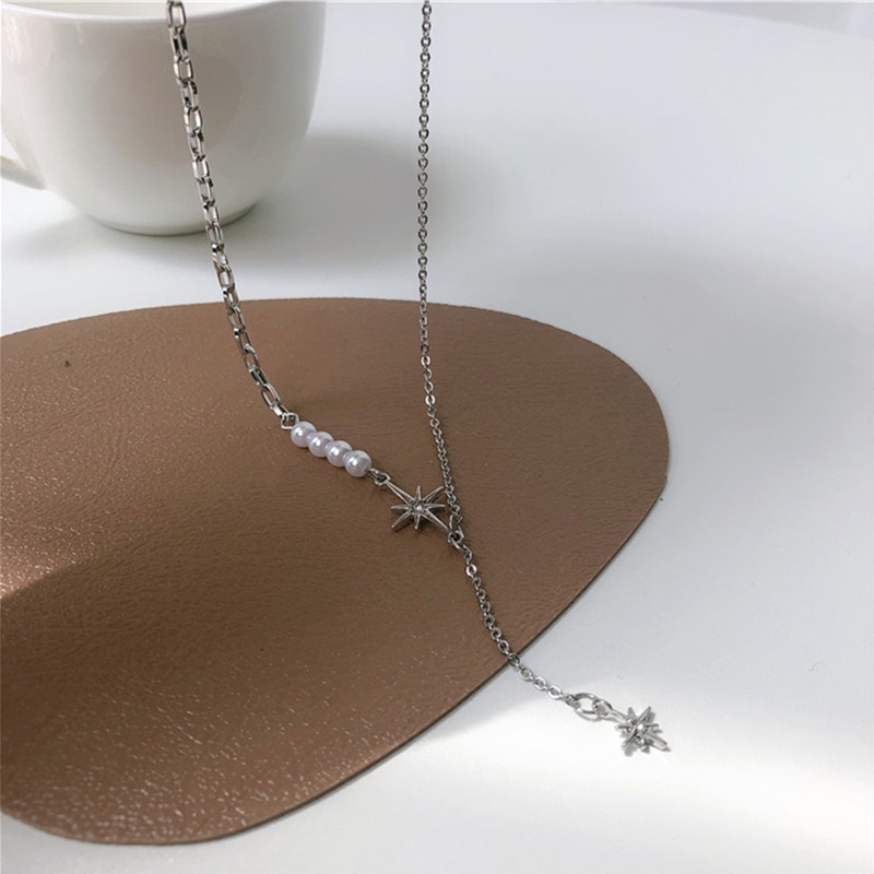 Eight Pointed Star Pearl Necklace Star Pendant Clavicle Chain Necklace