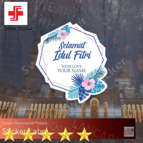 

Promo Sticker Label custom Idul Fitri stiker Bunga Ucapan Ramadhan Packaging - MEDIUM Elegan