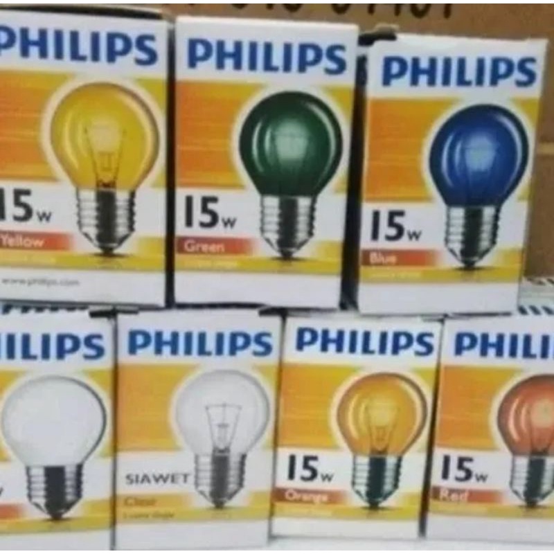 lampu bohlam philips 15w warna warni