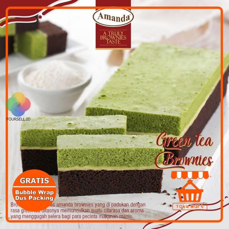 Brownies Amanda GREENTEA MINT (PACKING AMAN) - Amanda Brownies Kukus Oleh Oleh Bandung Kue Bandung