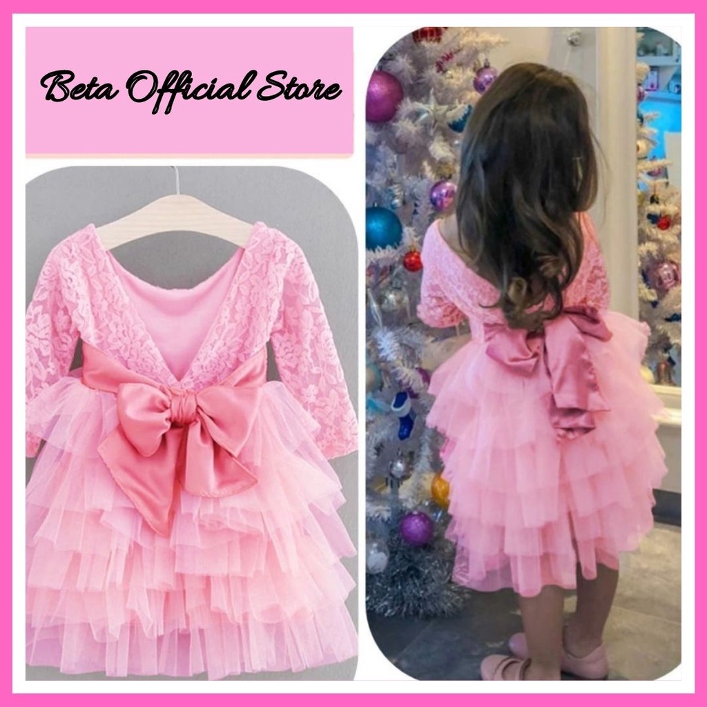 Baju Dress Tutu Lilac Pesta Anak Perempuan Usia 2 3 4 Tahun Mewah Trendy Cantik Trend Kekinian Termu