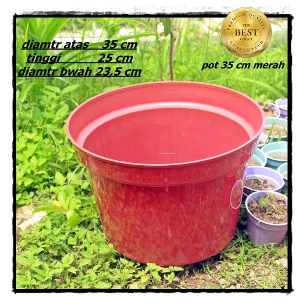 Pot Bunga 35cm 6pcs Merahbata Tebal - Toko Pot Plastik Tanaman Hias Grosir Murah Pot 35 Cm