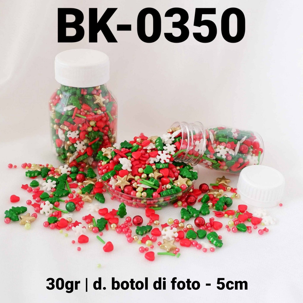 

BK-0350 Sprinkles sprinkle springkel 30gr gold merah hijau pohon