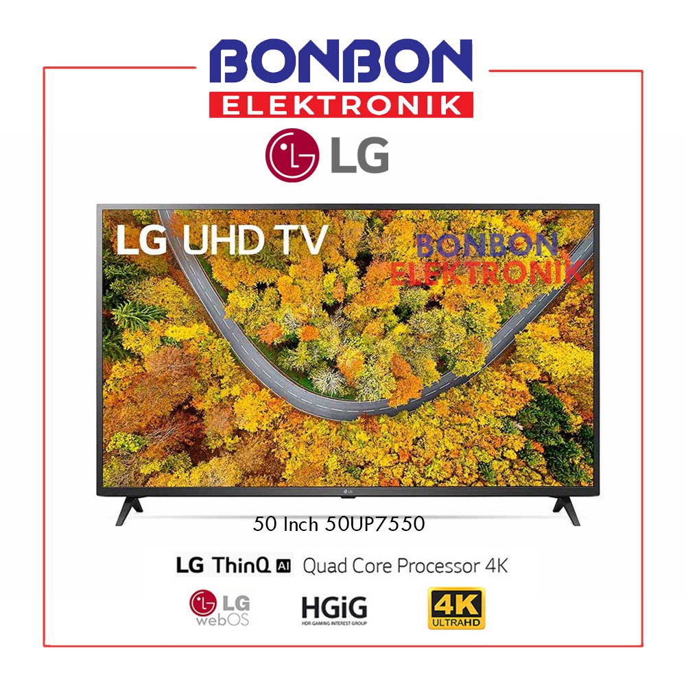 LG LED TV 50 Inch 50UP7550 UHD 4K Smart ThinQ AI 50UP7550PTB