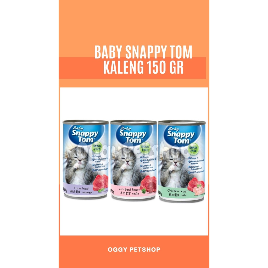 Baby Snappy Tom Kaleng 150gr Wet Food Kitten Can Makanan Kucing 150gram