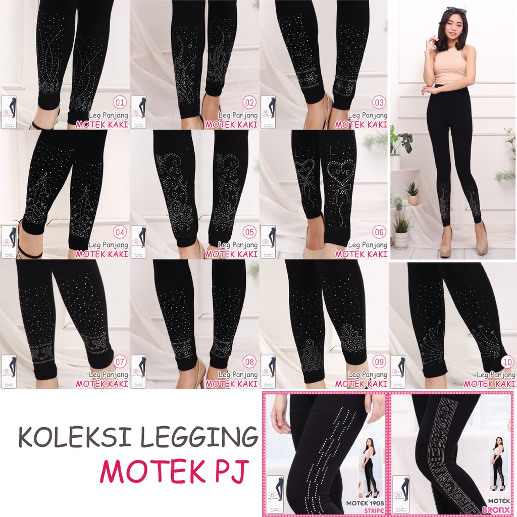 Koleksi Legging MOTEK KAKI Panjang / motek samping / Legging fashion import / legging fashion wanita