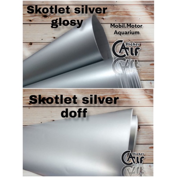 sticker. skotet silver doff /glosy 1 meter. aksesoris sepeda motor