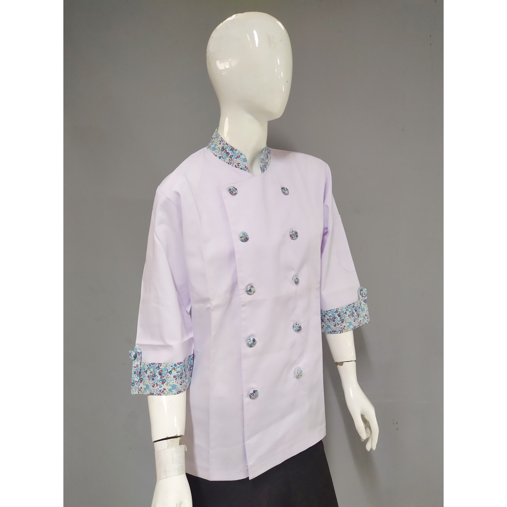 Chef Wear Baju Koki Wanita 3/4S Komb Bunga (Size kecil)