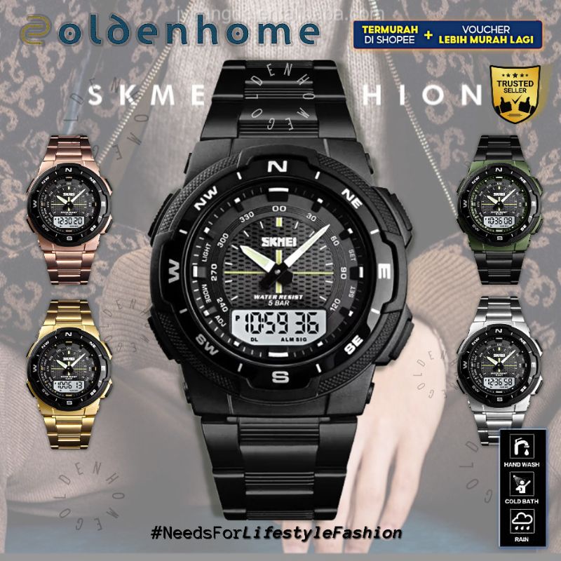 SKMEI 1370 JAM SKMEI 1370 JAM TANGAN SKMEI PRIA DIGITAL DUALTIME DATE STAINLESS STEEL CLASSIC FASHIO