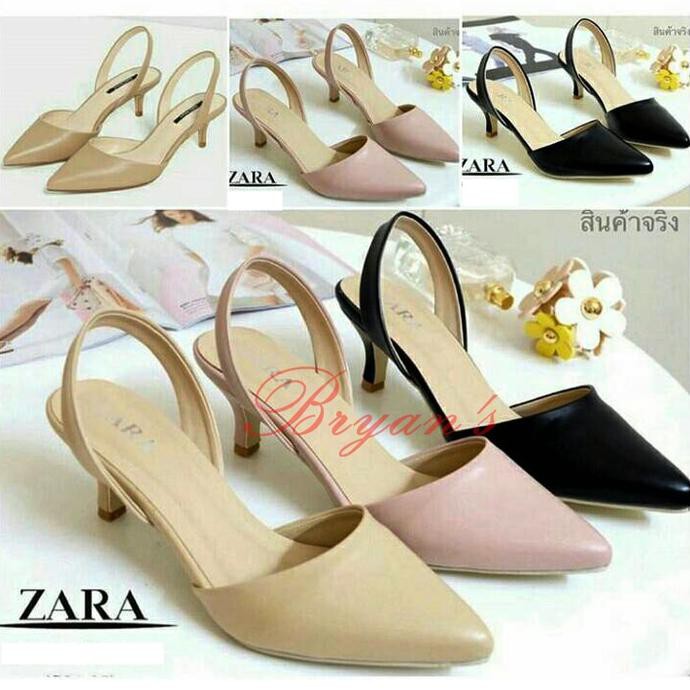 TERMURAH HIGH HEELS ZARA BASIC REPLIKA ( KREM , PINK, HITAM ) DISKON 40%