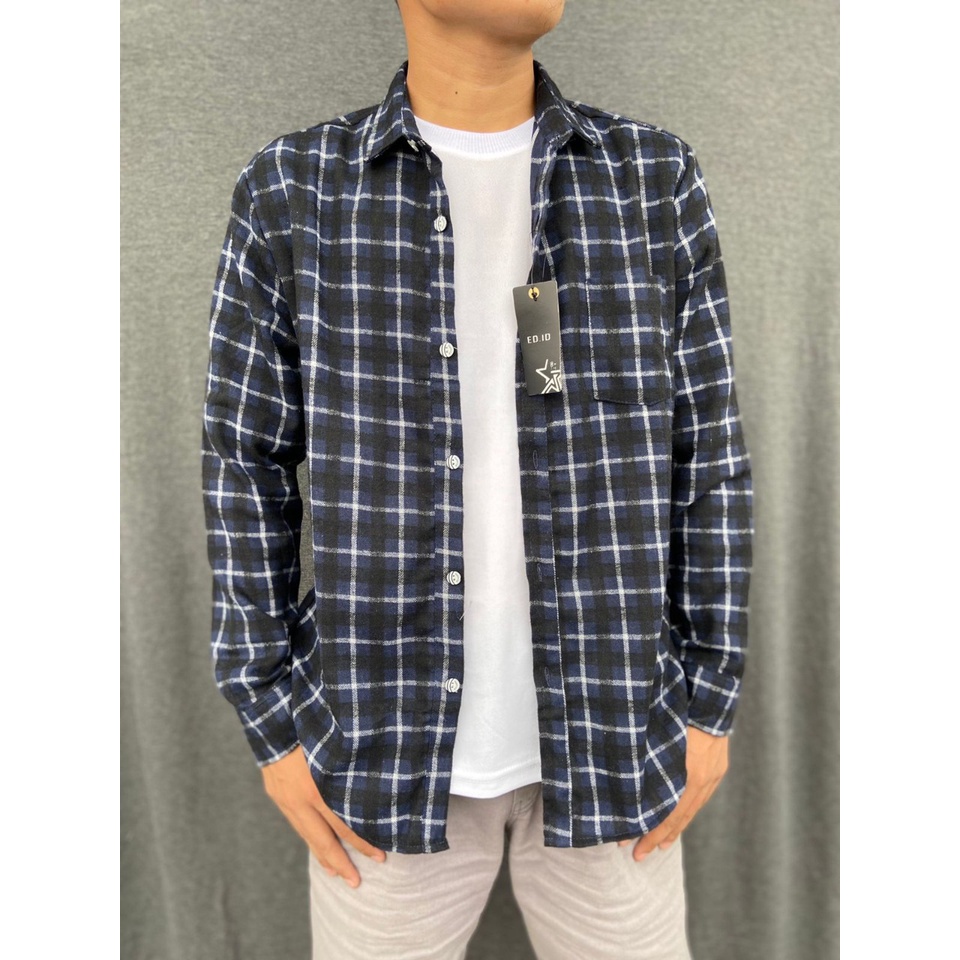 Mokokomo Kemeja Flanel Kemeja Casual Unisex Kemeja Lengan Panjang Unisex