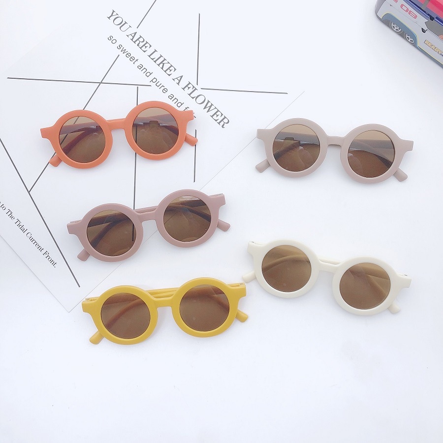 Kacamata Anak Fashion Gaya Bulat Sunglasses Lensa Hitam Laki Laki Perempuan Retro Vintage uv Protect