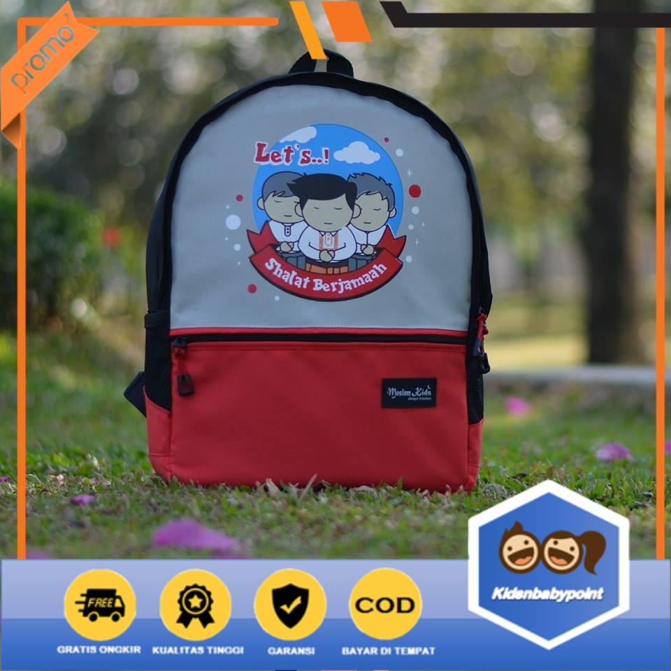 [ COD ] Tas Ransel Sekolah Karakter PAUD TK SD Ungu/Pink/Hijau Ori Moslem Kids kuat dan awet