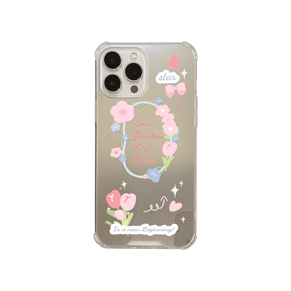 IPHONE Tulip Shockproof Phone Cover Wanita Make Up Mirror Pelindung Case Untuk Iphone7 8 PLUS X XR XS 11 12 13 14 MINI PRO MAX SE 2020