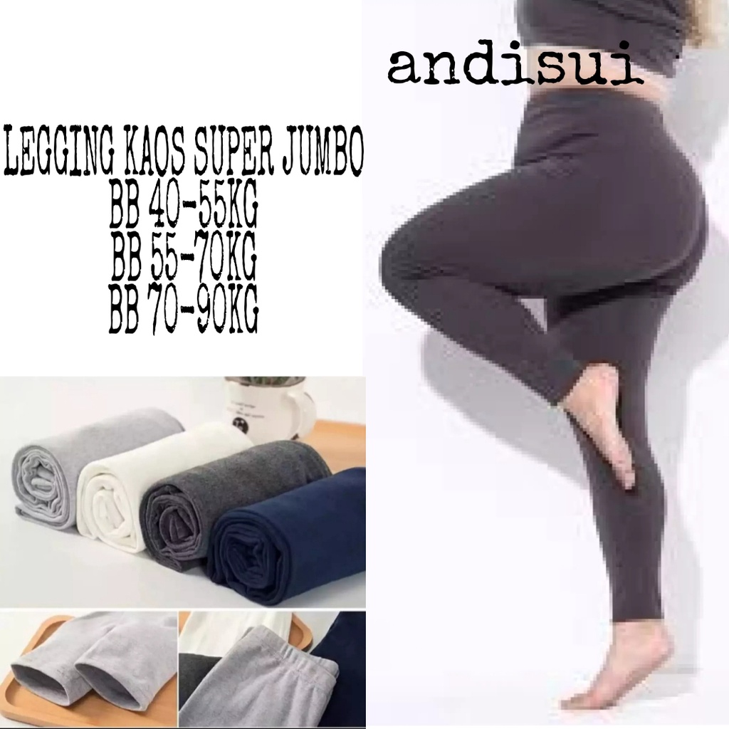 Legging Kaos Super Jumbo Panjang Polos ukuran L - XXXXL untuk BB 40-130 kg