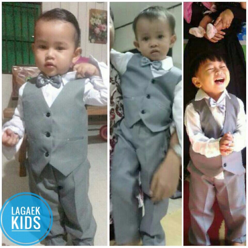 Setelan Resmi Bayi 3 Bulan Premium Formal ABU - Setelan Pesta Resmi uxedo Anak Balita PREMIUM SALE - Stelan Resmi Pesta Bayi Cowok