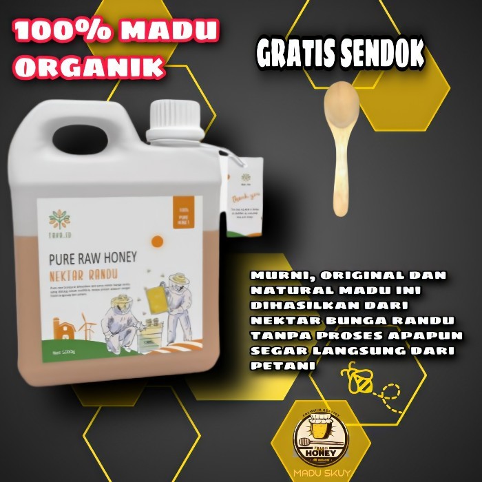 

MADU MURNI ASLI PREMIUM ORGANIC RAW HONEY 100% PURE NATURAL SEHAT ALAMI TAVA NEKTAR RANDU 1kg