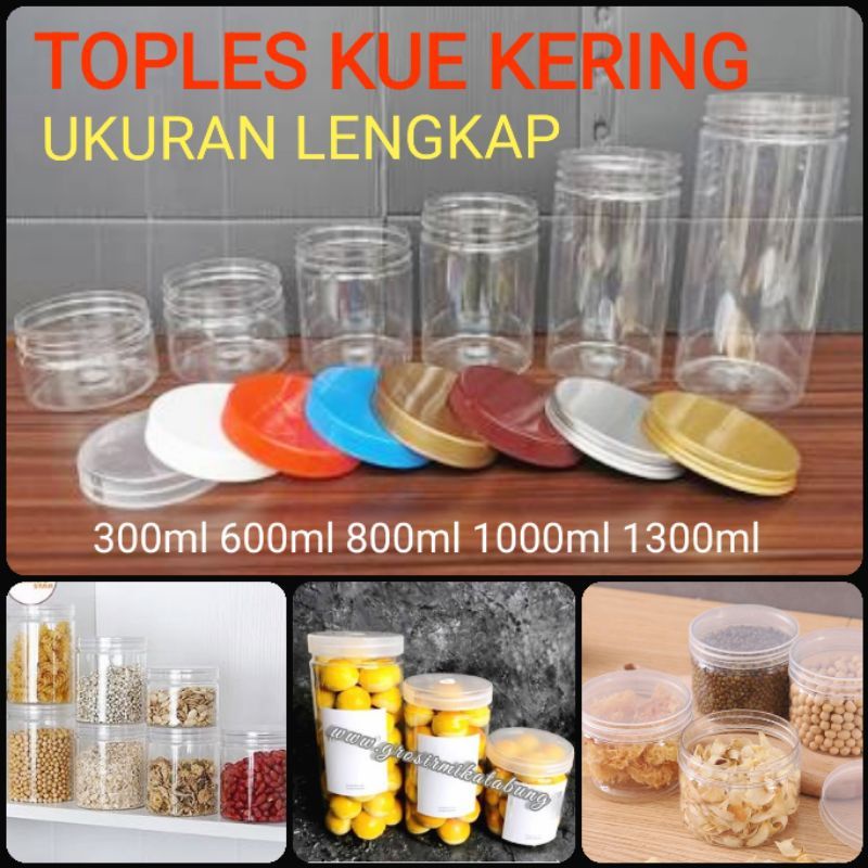 Toples KUE KERING LEBARAN | Topeles Plastik Tabung Bulat Silinder Bening Transparan | Wadah Tempat R