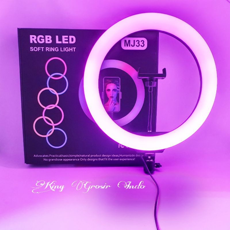 Soft Ring Light RGB LED MJ33 Ring 33 CM 13 Inch ( Tanpa Tripod ) Lampu Selvie