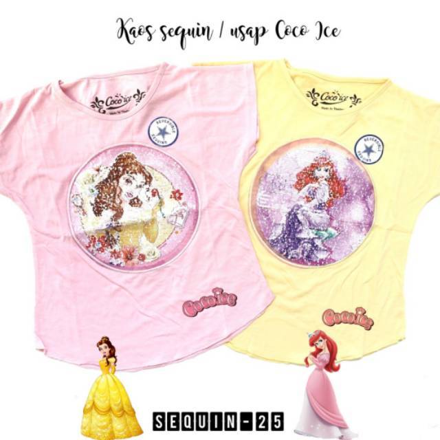 Kaos Coco Ice Sequin PRINCESS (kode: 25)