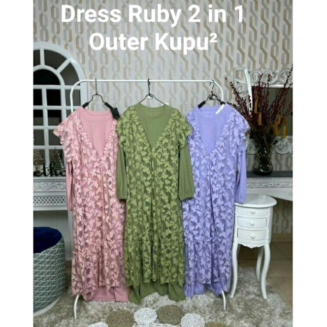 Meijiwang Dress Ruby 2 in 1 Outer Kupu-kupu |Outer Bintang