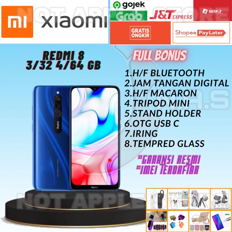 XIAOMI REDMI 8 RAM 3/32GB 4/64GB NEW BARU GARANSI RESMI