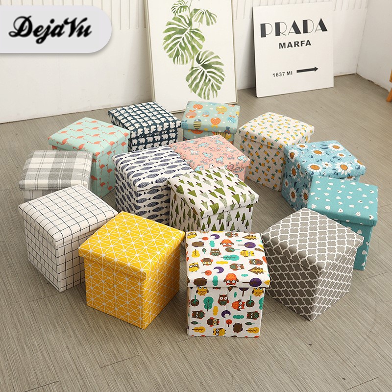 Dejavu Kursi Box Kotak Penyimpanan Organizer Storage Box Duduk Tempat Mainan Serbaguna Kursi Stool S