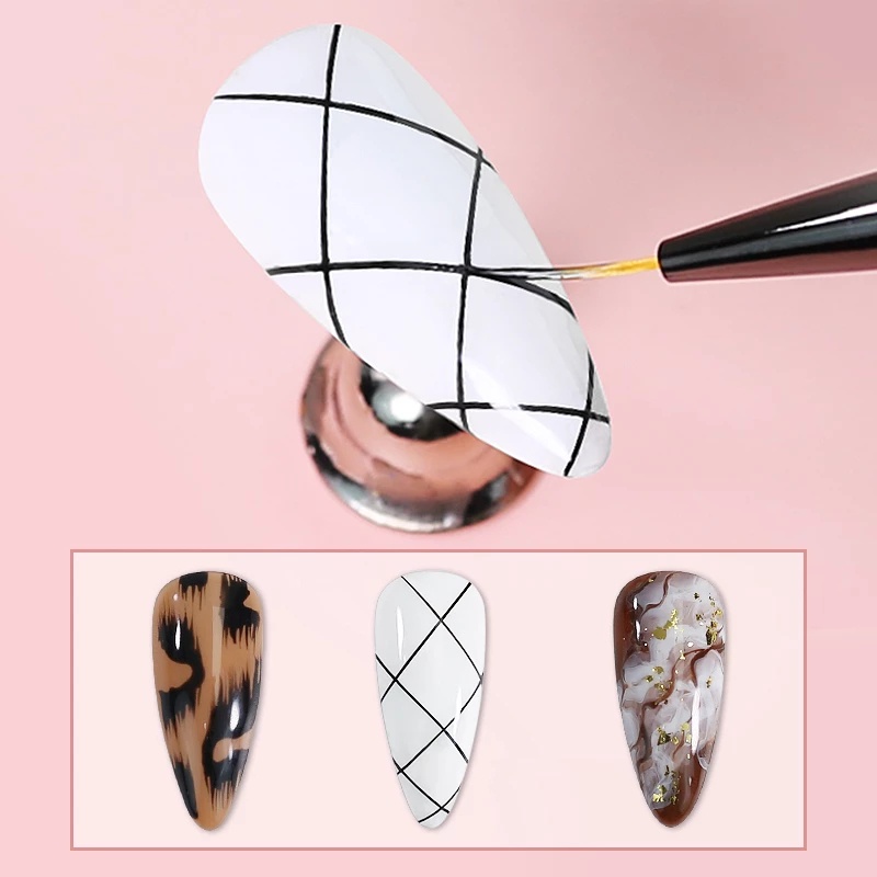 3 Pcs / Set Pena Kuas Lukis Kuku UV Gel Polish Dua Sisi