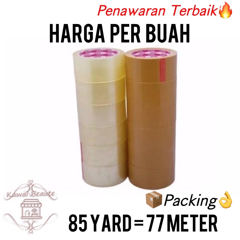 Lakban 65, 72, 85, 100Yard / Isolasi Bening &amp; Coklat Packing Dus Paket
