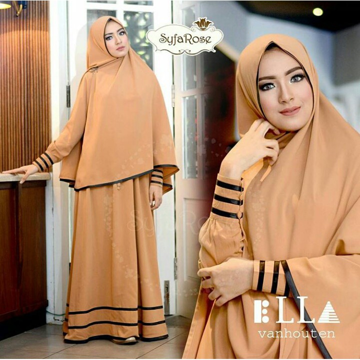 Maxi Dress + Bergo Bahan Jersey Seleting Depan Busui Syfarose Syari