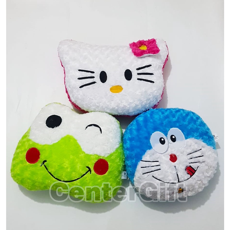 Bantal Karakter Kepala Hello Kitty Doraemon Keropi Bulat Snail 45CM