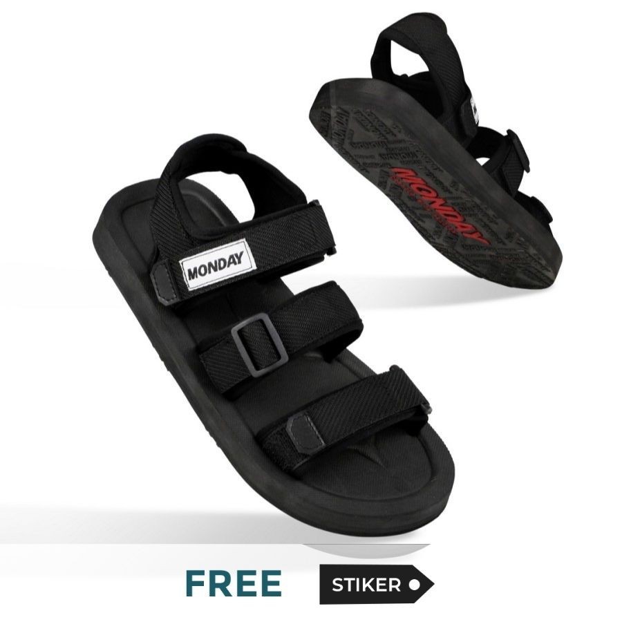 Monday Sandal  Gunung  Pria  Wanita Casual  Yami Full Black 