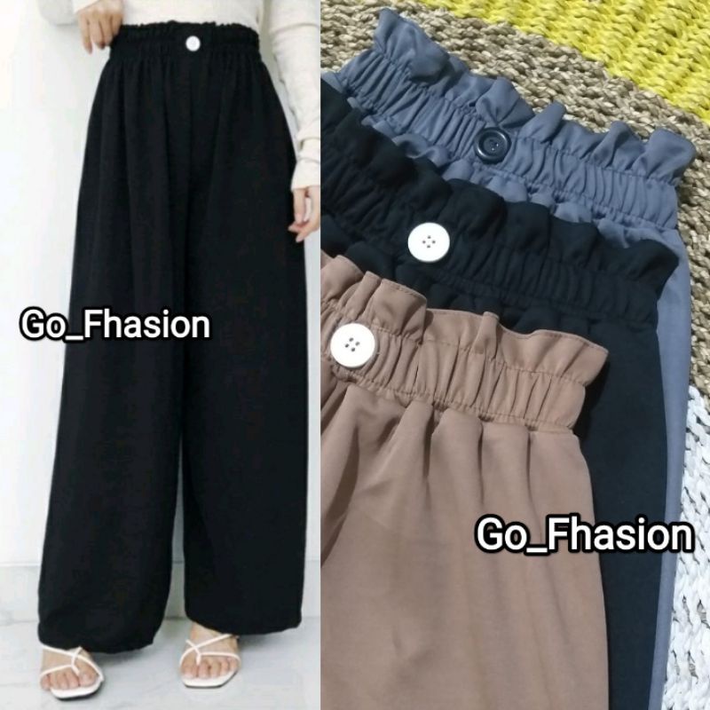 CELANA HIGH WAIST_CELANA PANJANG KULOT KANCING DEPAN HIGWAIST /CELANA PANJANG WANITA KEKINIAN TRENDY-mocca