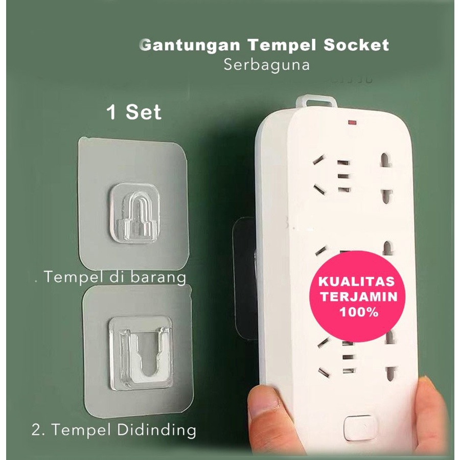 Trend-1Set Gantungan Tempel Socket Super Kuat / Sepasang Kait Tempel