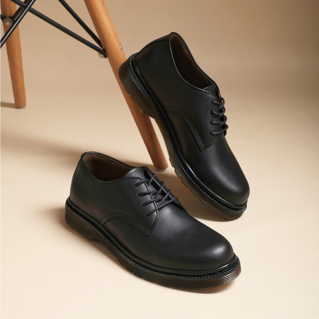 ALVA BLACK (KULIT ASLI) |ManNeedMe x Kenzio| Sepatu Pantofel Pria Derby Shoes Formal ORIGINAL