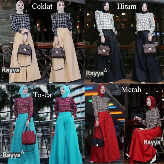 Baju Setelan Muslim Wanita Dewasa / Setelan Hijab Celana / Kulot