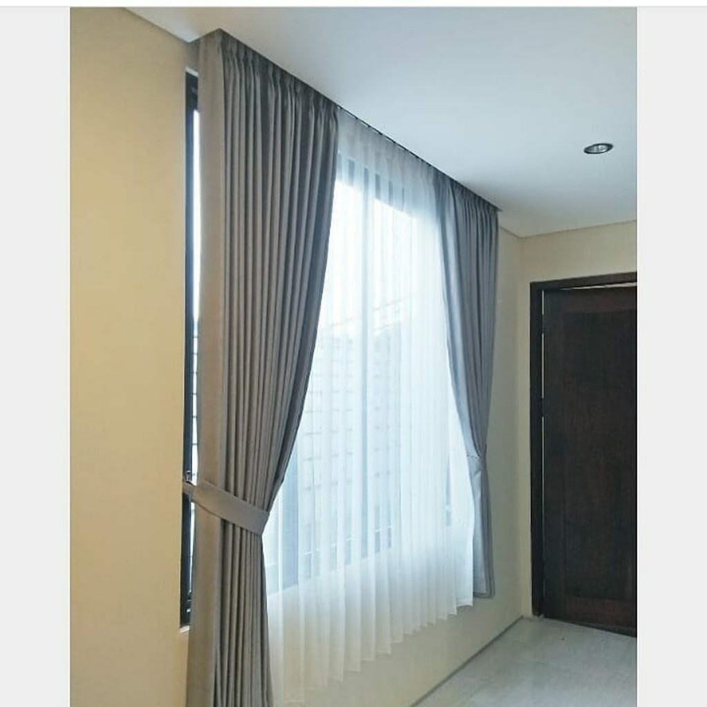 Gorden Blackout Polos Kostum Plisket Tinggi 250 - 300 cm / 3 meter Model Klasik Hordeng Jendela Pintu Tirai Minimalis