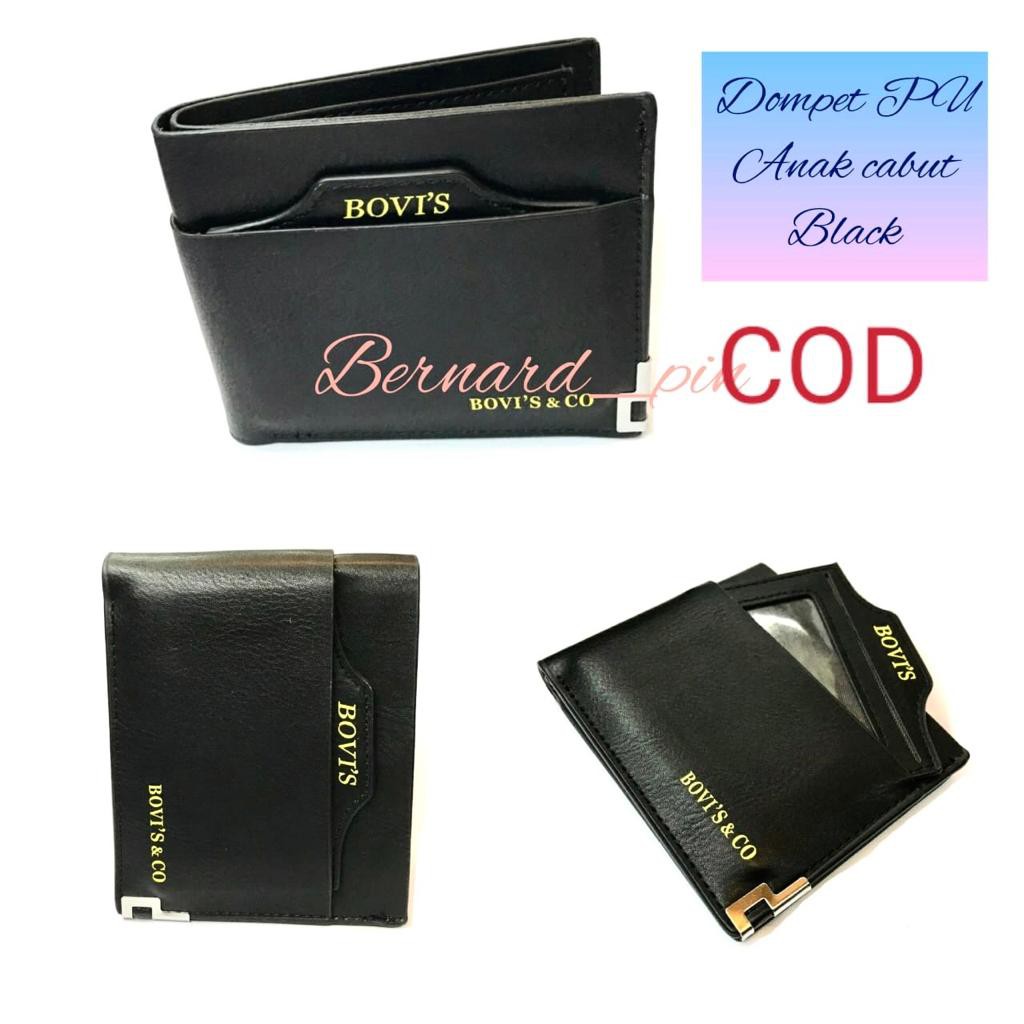 Dompet Pria Dompet Laki2 Dompet Bahan PU Dompet Anak Cabut Dompet Bovis Black