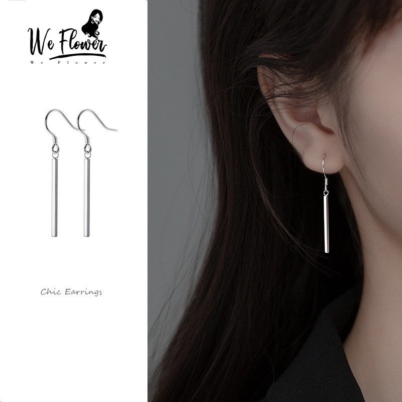 We Flower Anting Tusuk Gantung Bahan Sterling Silver 925 Desain Geometri Gaya Simple Untuk Wanita