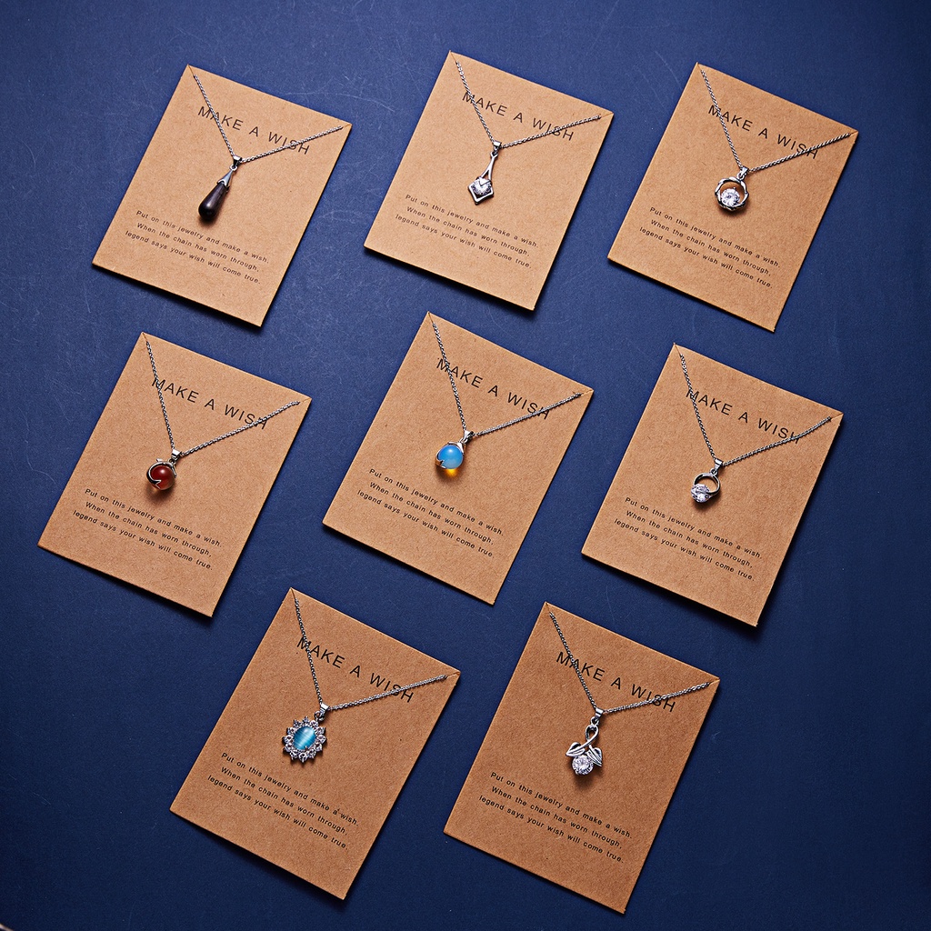 Wanita Zirkon Liontin Kalung Fashion Kristal Kertas Kartu Kalung Liar Dolphin Perhiasan