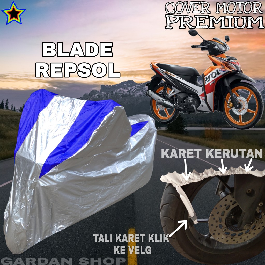 Sarung Motor BLADE REPSOL Silver BIRU Body Cover Penutup Motor Blader Repsol PREMIUM