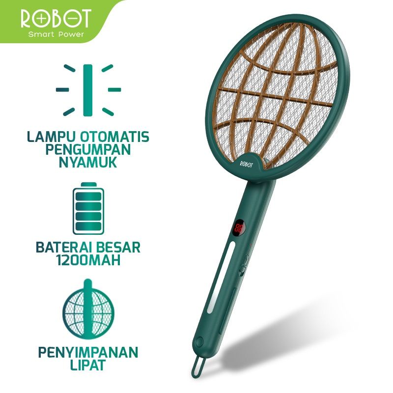 Robot RT-MS01 Raket Nyamuk Elektrik dengan Sinar UV Otomatis