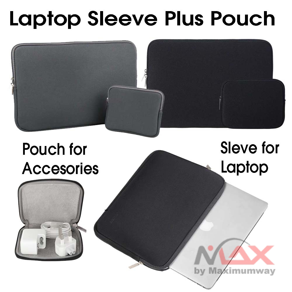 Sarung Cover Laptop plus tempat charger Sleeve Case with Pouch tas laptop PC notebook dan tablet untuk 11, 12, 13, 14, 15  inch inci pelindung laptop anti gores anti air waterproof Laptop Case Bag 13 14 15.4 15.6 inch Carrying Sleeve For Macbook Air Pro M