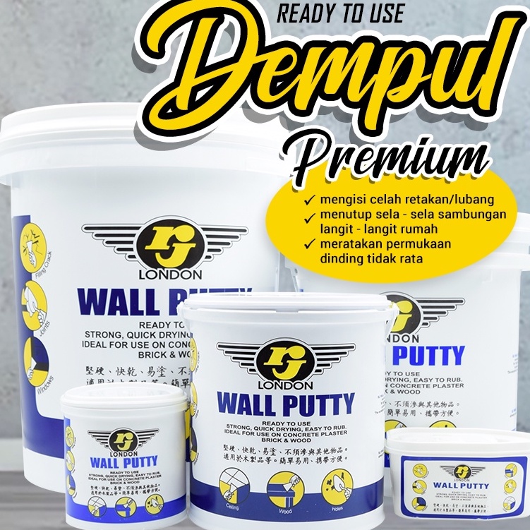 RJ Wall Putty Dempul Premium Dempul Tembok Kayu Serbaguna RJ London (1Kg / 1 Kilo)