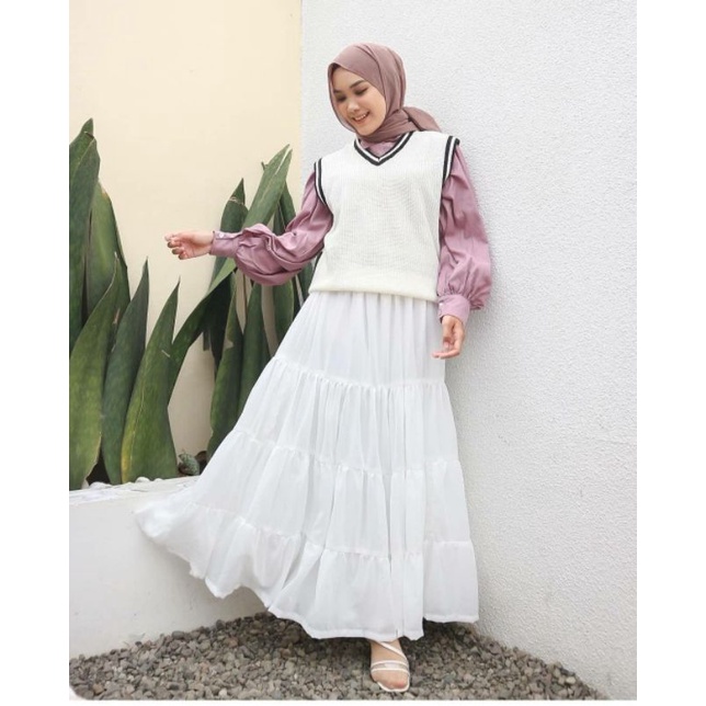 PROMO ROK TUMPUK POLOS//ROK MAXI SUSUN MOSCREPE