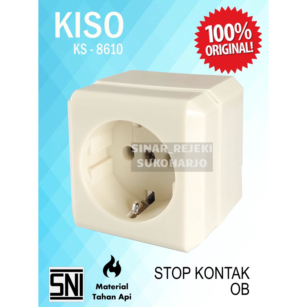 KISO Stop Kontak Tempel Kotak Segi / OB CREAM