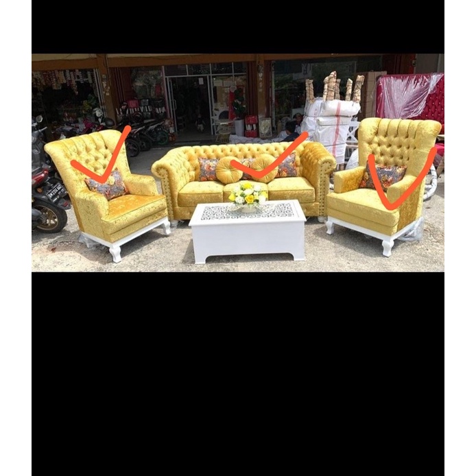 Termurah Set Sofa Tamu 311 Bahan Bludru halus Premium